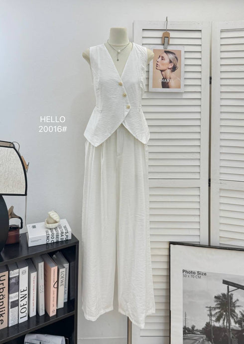 Asymmetrical Button Down Vest With Skirts Sets
